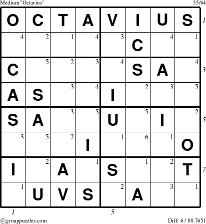 The grouppuzzles.com Medium Octavius puzzle for , suitable for printing, with all 6 steps marked