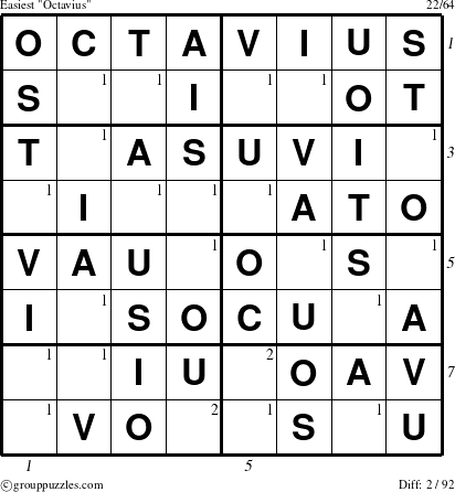 The grouppuzzles.com Easiest Octavius puzzle for , suitable for printing, with all 2 steps marked