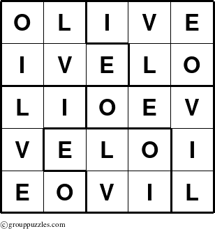The grouppuzzles.com Answer grid for the Olive puzzle for 