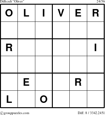 The grouppuzzles.com Difficult Oliver puzzle for 