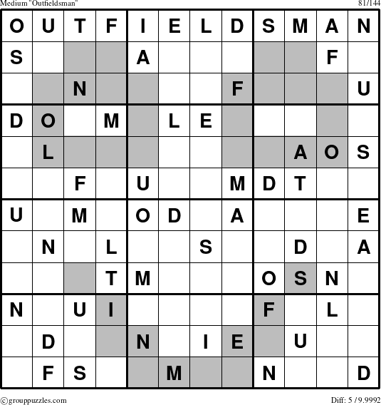 The grouppuzzles.com Medium Outfieldsman puzzle for 