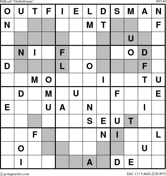The grouppuzzles.com Difficult Outfieldsman puzzle for 