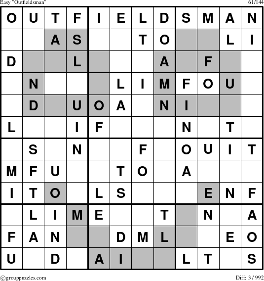 The grouppuzzles.com Easy Outfieldsman puzzle for 