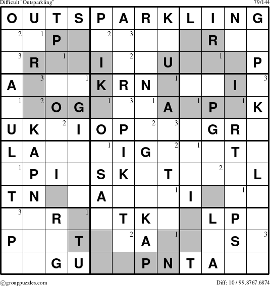 The grouppuzzles.com Difficult Outsparkling puzzle for  with the first 3 steps marked