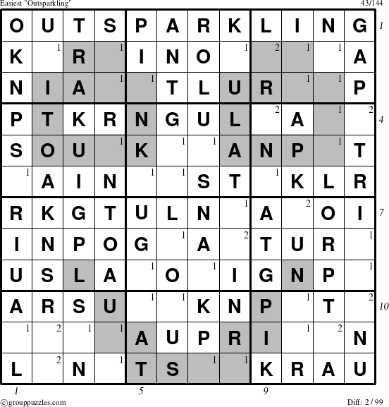 The grouppuzzles.com Easiest Outsparkling puzzle for  with all 2 steps marked