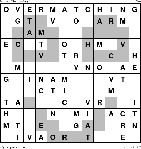 The grouppuzzles.com Medium Overmatching puzzle for 