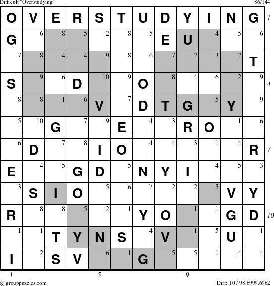 The grouppuzzles.com Difficult Overstudying puzzle for , suitable for printing, with all 10 steps marked