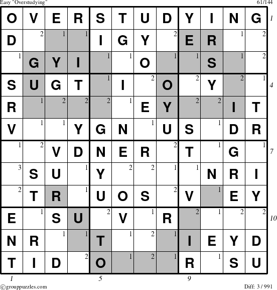 The grouppuzzles.com Easy Overstudying puzzle for , suitable for printing, with all 3 steps marked