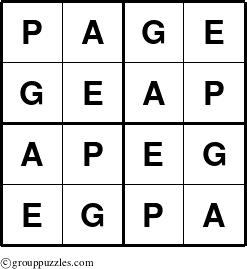 The grouppuzzles.com Answer grid for the Page puzzle for 