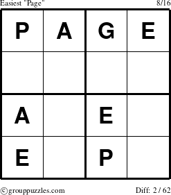 The grouppuzzles.com Easiest Page puzzle for 