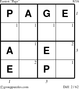 The grouppuzzles.com Easiest Page puzzle for  with all 2 steps marked