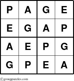 The grouppuzzles.com Answer grid for the Page puzzle for 