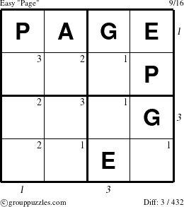 The grouppuzzles.com Easy Page puzzle for  with all 3 steps marked