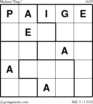 The grouppuzzles.com Medium Paige puzzle for 