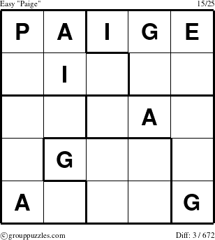 The grouppuzzles.com Easy Paige puzzle for 