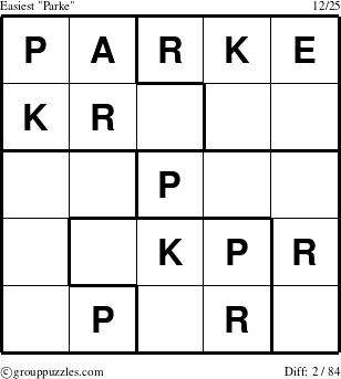 The grouppuzzles.com Easiest Parke puzzle for 