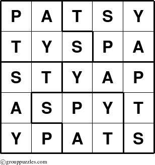 The grouppuzzles.com Answer grid for the Patsy puzzle for 