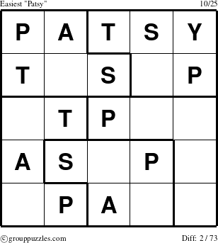 The grouppuzzles.com Easiest Patsy puzzle for 