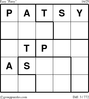 The grouppuzzles.com Easy Patsy puzzle for 