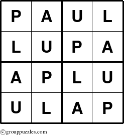 The grouppuzzles.com Answer grid for the Paul puzzle for 