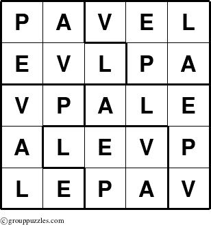 The grouppuzzles.com Answer grid for the Pavel puzzle for 