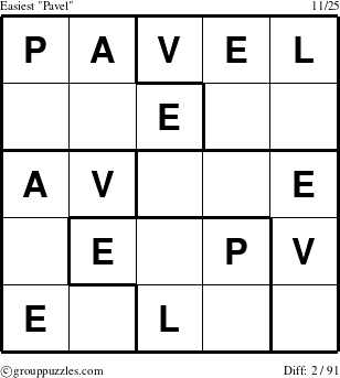 The grouppuzzles.com Easiest Pavel puzzle for 