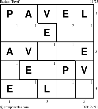 The grouppuzzles.com Easiest Pavel puzzle for , suitable for printing, with all 2 steps marked