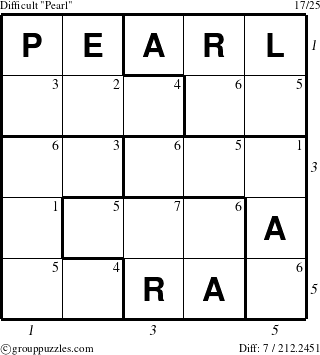 The grouppuzzles.com Difficult Pearl puzzle for  with all 7 steps marked