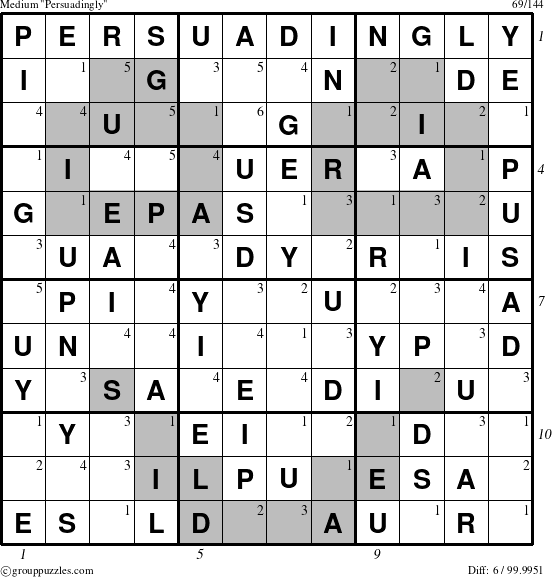 The grouppuzzles.com Medium Persuadingly puzzle for , suitable for printing, with all 6 steps marked