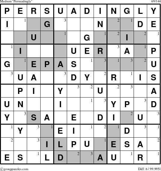 The grouppuzzles.com Medium Persuadingly puzzle for  with the first 3 steps marked