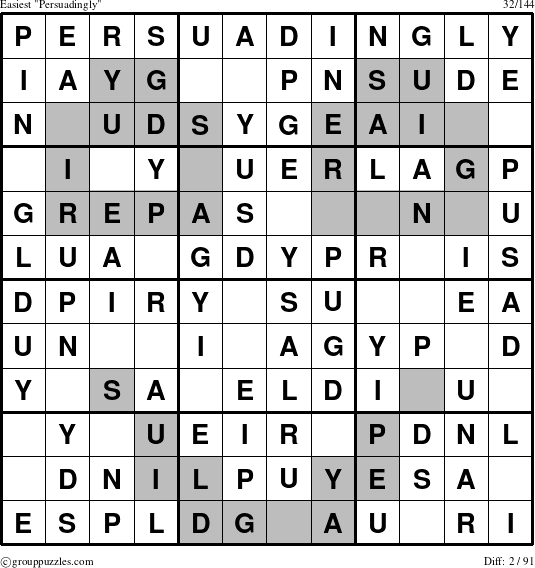 The grouppuzzles.com Easiest Persuadingly puzzle for 