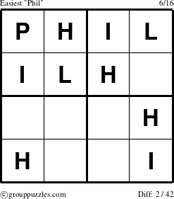 The grouppuzzles.com Easiest Phil puzzle for 