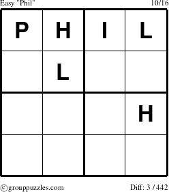 The grouppuzzles.com Easy Phil puzzle for 