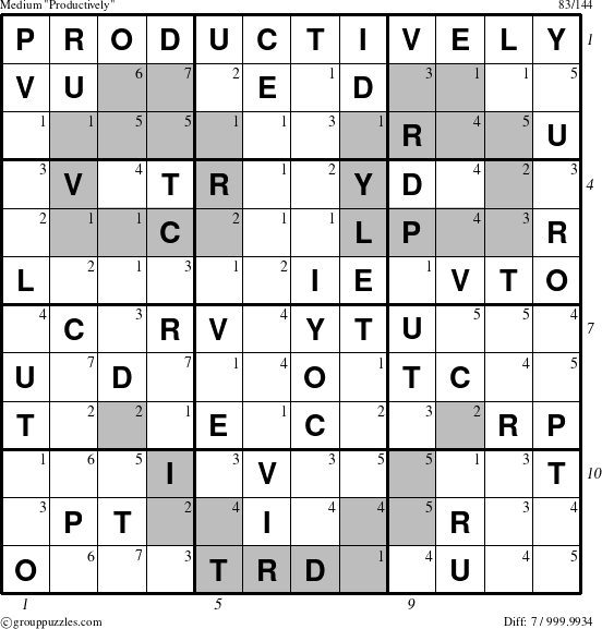 The grouppuzzles.com Medium Productively puzzle for , suitable for printing, with all 7 steps marked