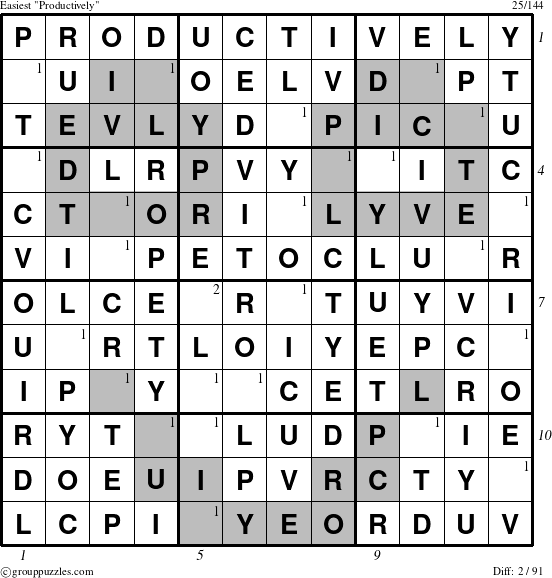 The grouppuzzles.com Easiest Productively puzzle for  with all 2 steps marked