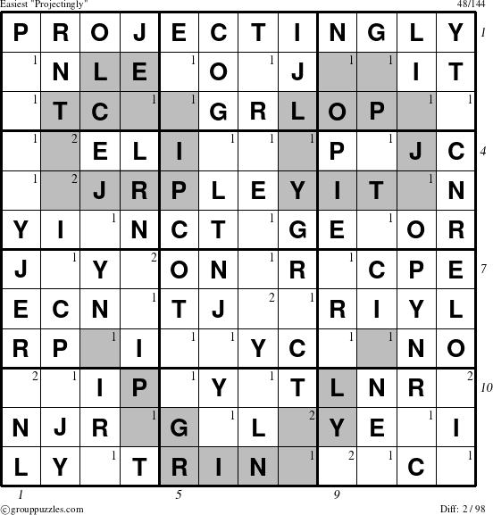 The grouppuzzles.com Easiest Projectingly puzzle for , suitable for printing, with all 2 steps marked