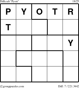 The grouppuzzles.com Difficult Pyotr puzzle for 