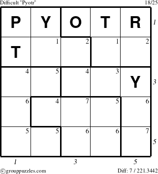 The grouppuzzles.com Difficult Pyotr puzzle for  with all 7 steps marked