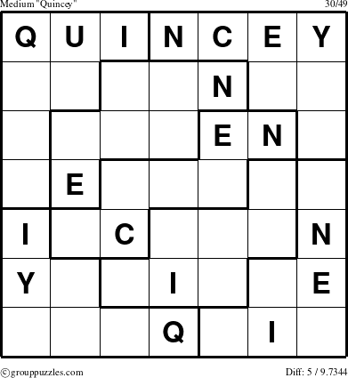 The grouppuzzles.com Medium Quincey puzzle for 