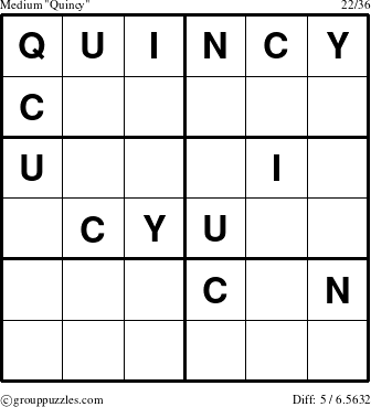 The grouppuzzles.com Medium Quincy puzzle for 