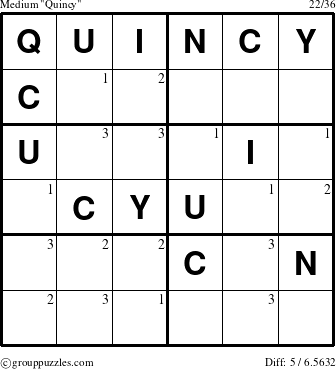 The grouppuzzles.com Medium Quincy puzzle for  with the first 3 steps marked