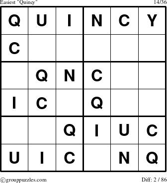 The grouppuzzles.com Easiest Quincy puzzle for 