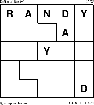 The grouppuzzles.com Difficult Randy puzzle for 