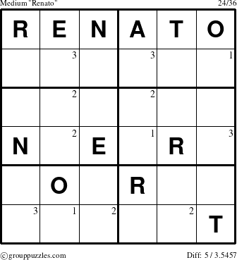 The grouppuzzles.com Medium Renato puzzle for  with the first 3 steps marked