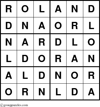 The grouppuzzles.com Answer grid for the Roland puzzle for 