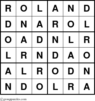 The grouppuzzles.com Answer grid for the Roland puzzle for 