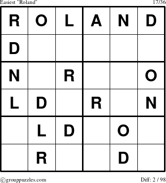 The grouppuzzles.com Easiest Roland puzzle for 