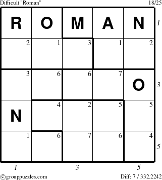 The grouppuzzles.com Difficult Roman puzzle for , suitable for printing, with all 7 steps marked