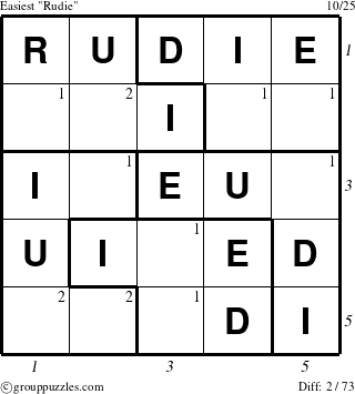 The grouppuzzles.com Easiest Rudie puzzle for , suitable for printing, with all 2 steps marked