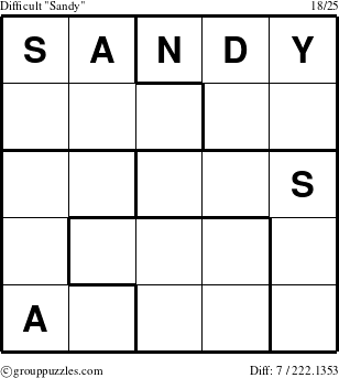 The grouppuzzles.com Difficult Sandy puzzle for 